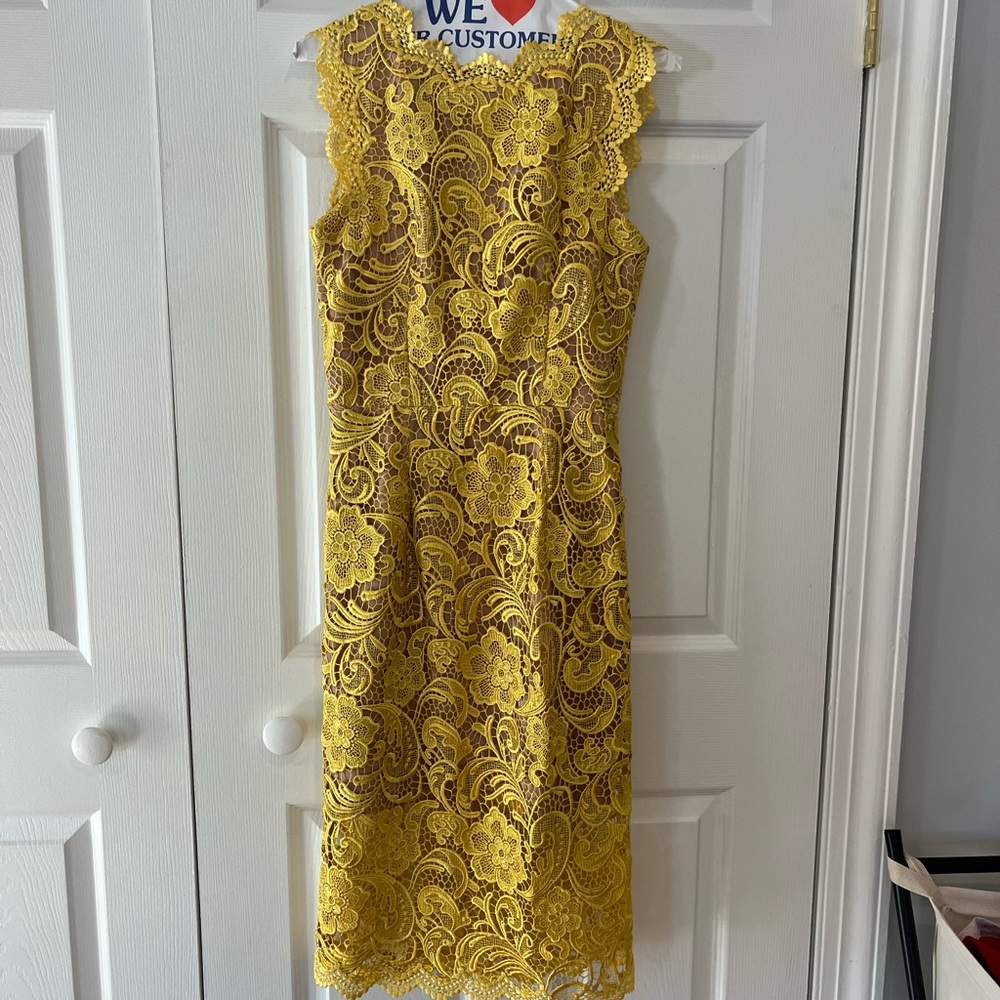 Dress the Population Yellow Lace Dress size S